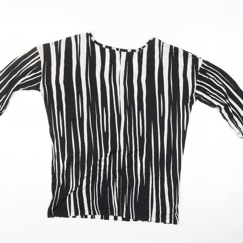 LOFT Womens Black Striped  Basic T-Shirt Size M
