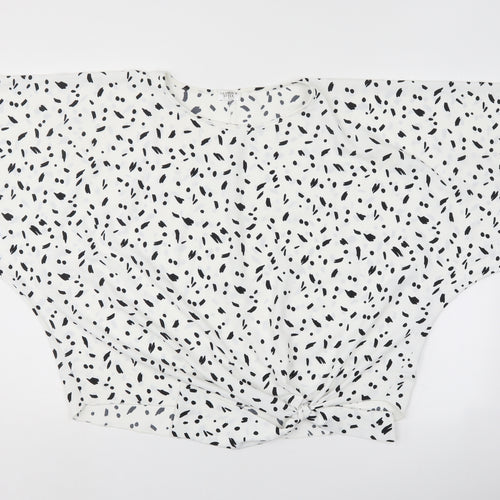 Glamour style Womens White Polka Dot  Basic Blouse Size S