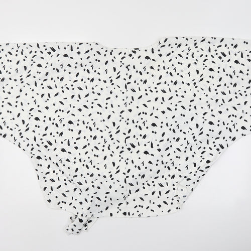 Glamour style Womens White Polka Dot  Basic Blouse Size S