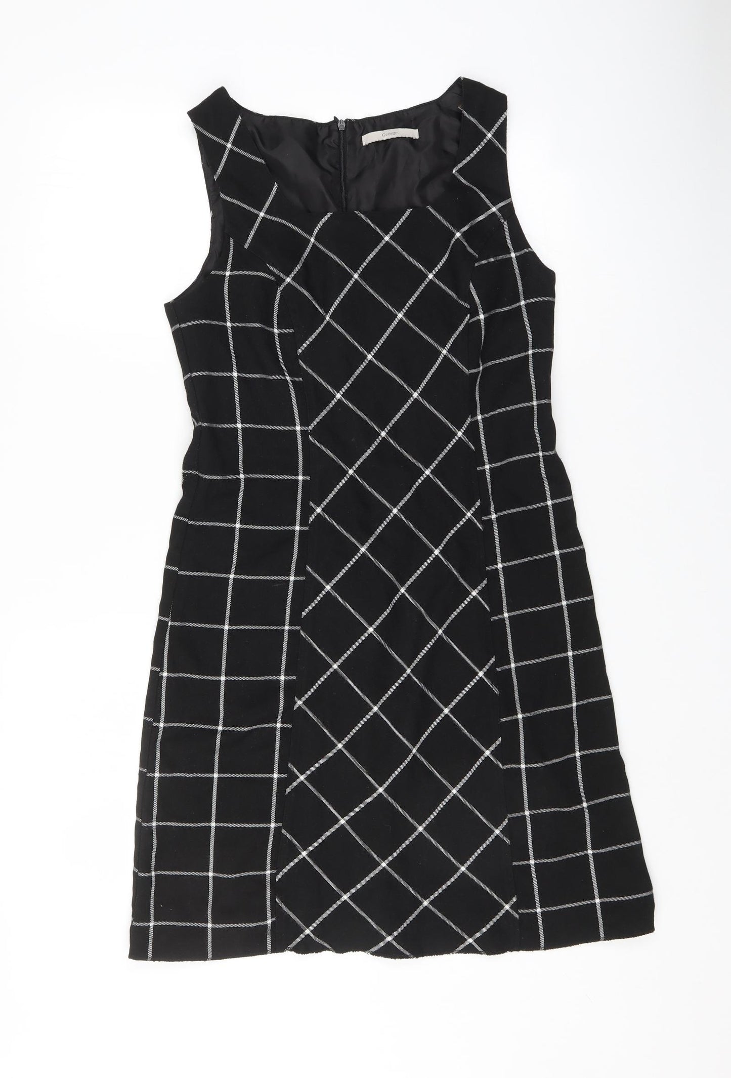 George Womens Black Check  Tank Dress  Size 10