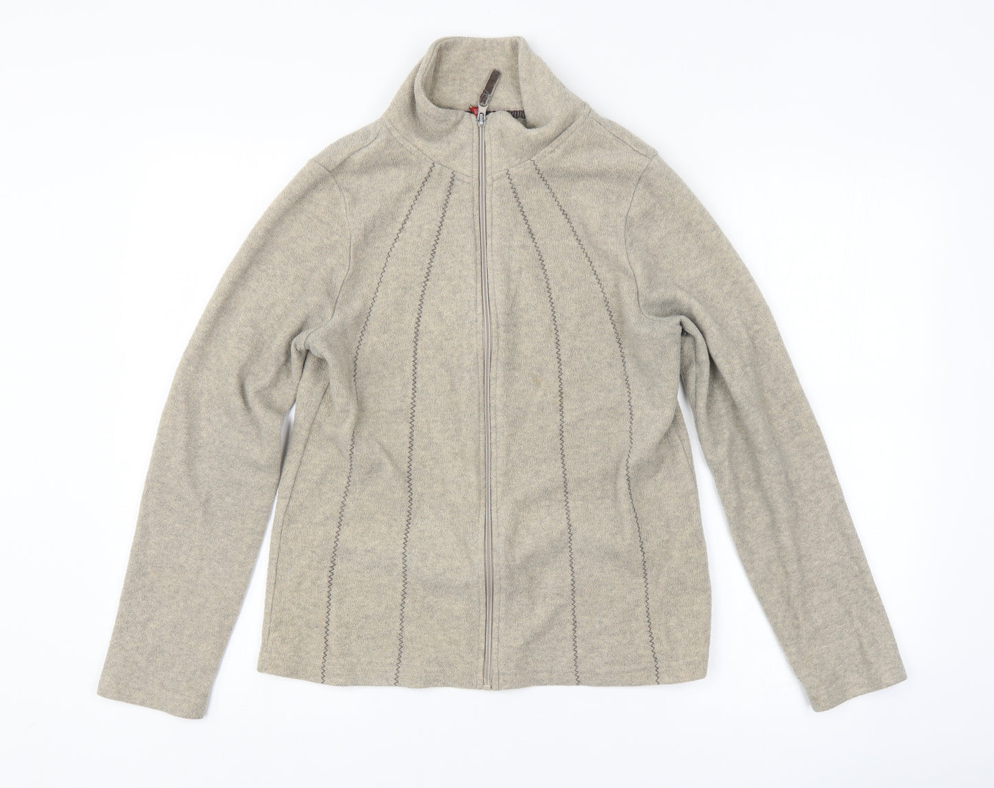 Denim & Co. Womens Beige   Full Zip Jumper Size 12