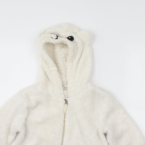 H&M Girls White   Full Zip Hoodie Size 9-10 Years
