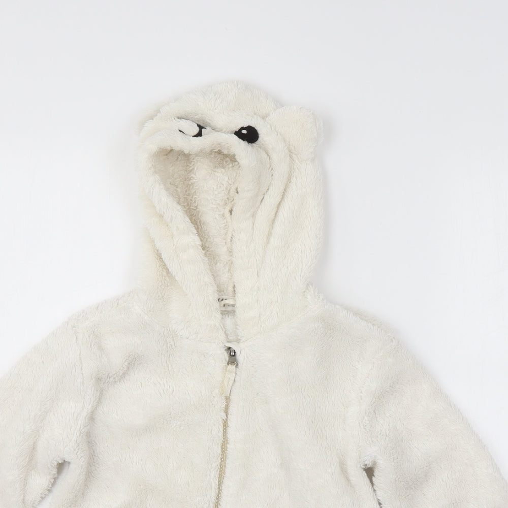 H&M Girls White   Full Zip Hoodie Size 9-10 Years