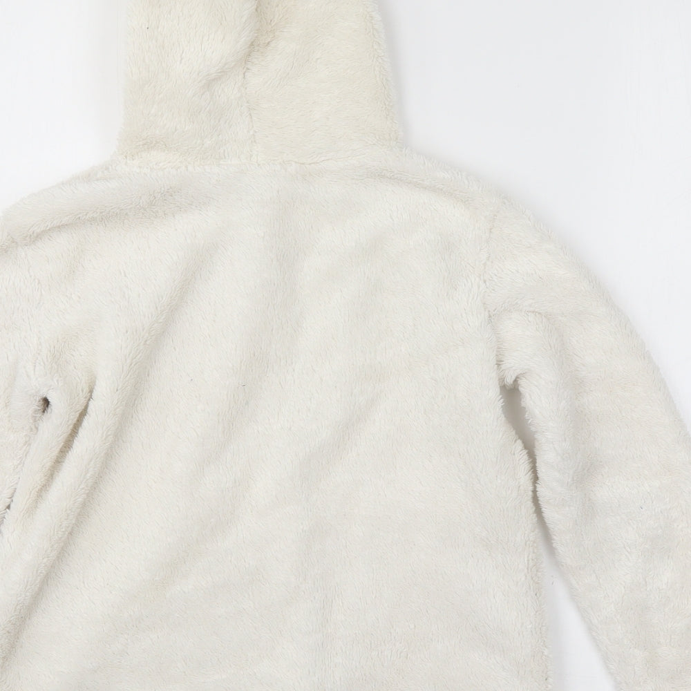 H&M Girls White   Full Zip Hoodie Size 9-10 Years