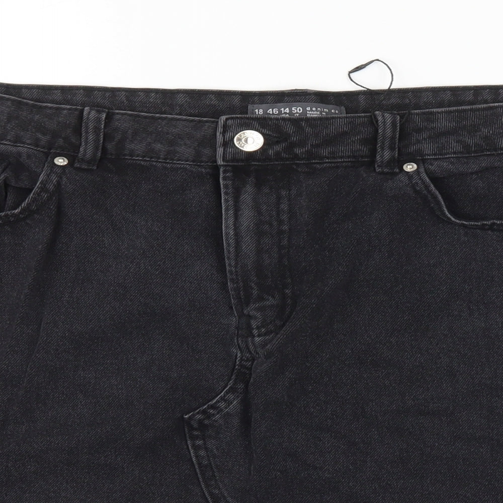 Denim & Co. Womens Black  Denim Mini Skirt Size 18