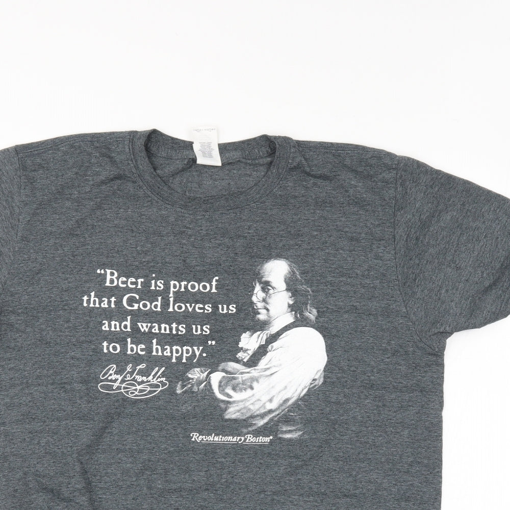 Gildan Mens Grey    T-Shirt Size L