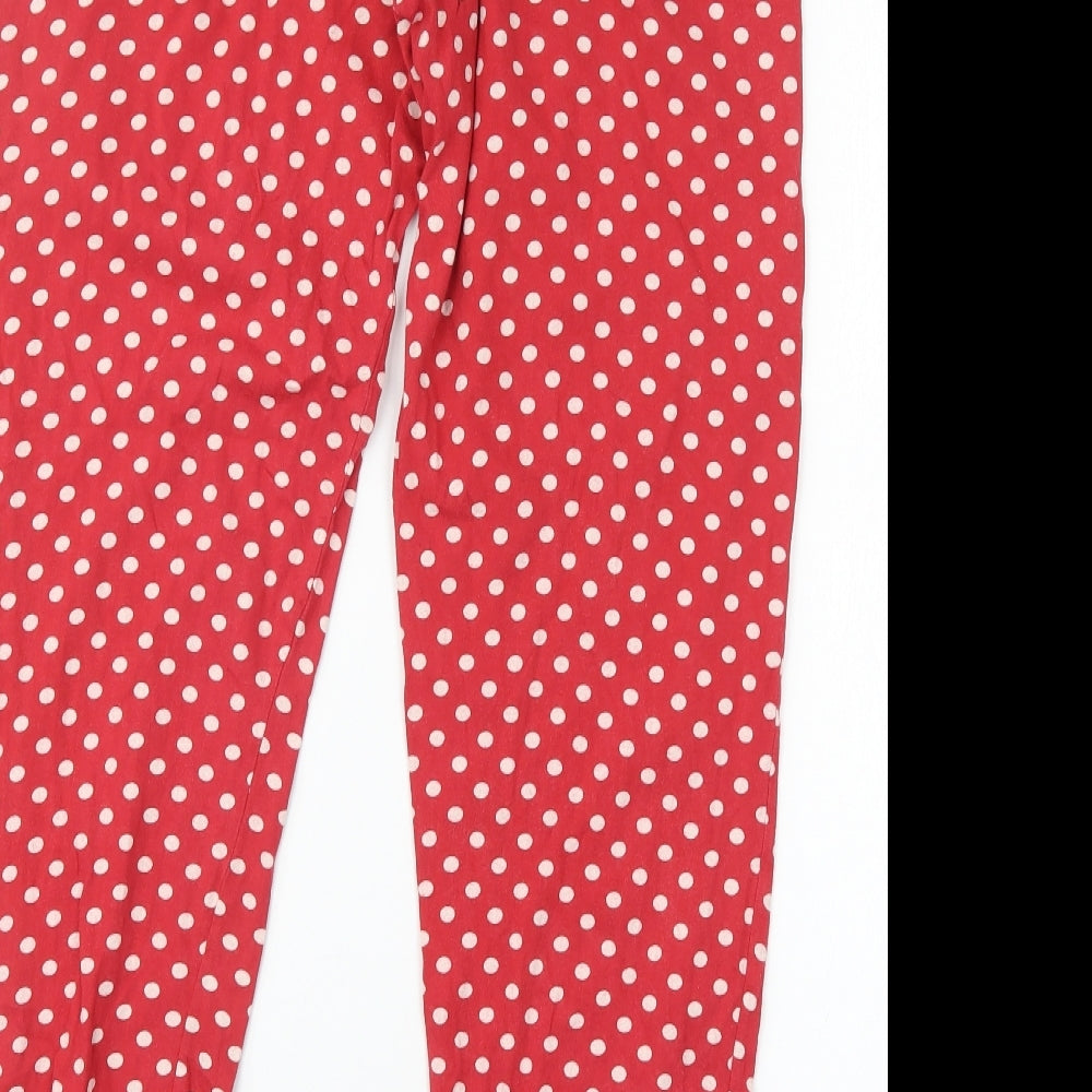Marks and Spencer Womens Red Polka Dot  Top Pyjama Pants Size 12