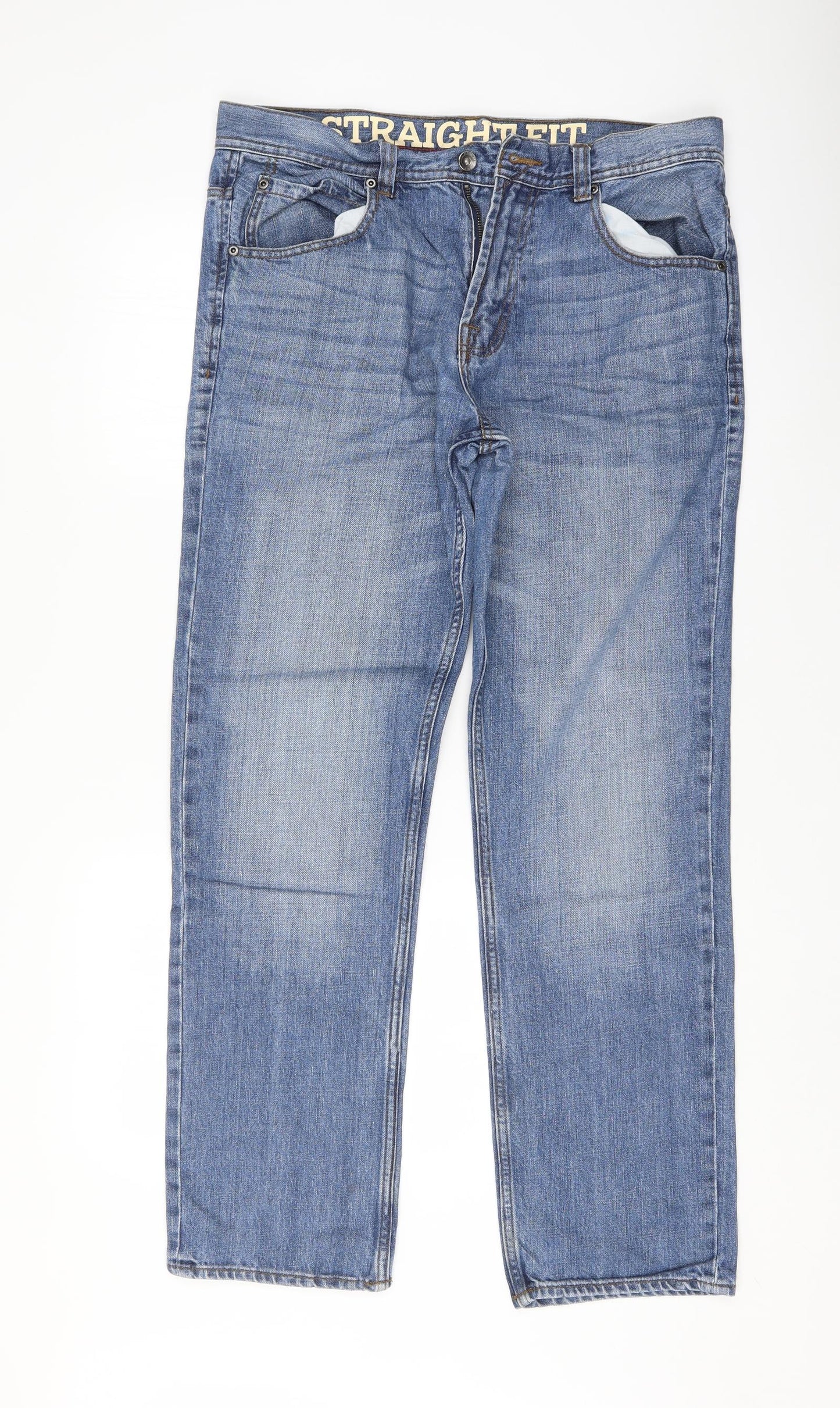Preworn Womens Blue  Denim Straight Jeans Size 34 L31.5 in