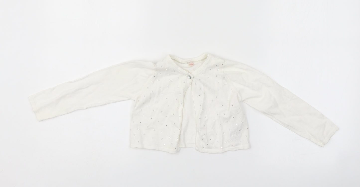 Marks and Spencer Girls White   Cardigan Jumper Size 2-3 Years