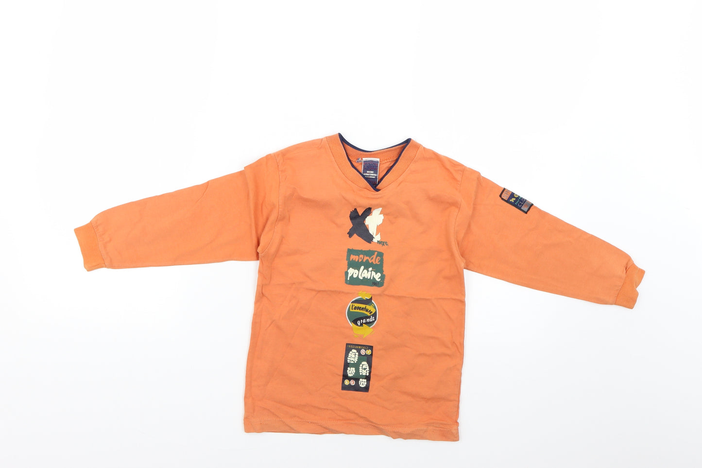 Preworn Boys Orange Geometric  Basic T-Shirt Size 3-4 Years