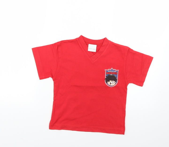 items Boys Red Geometric  Basic T-Shirt Size 4 Years