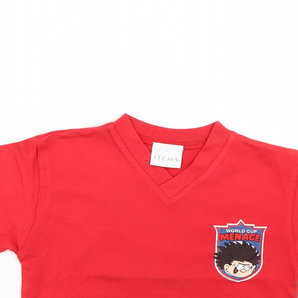 items Boys Red Geometric  Basic T-Shirt Size 4 Years