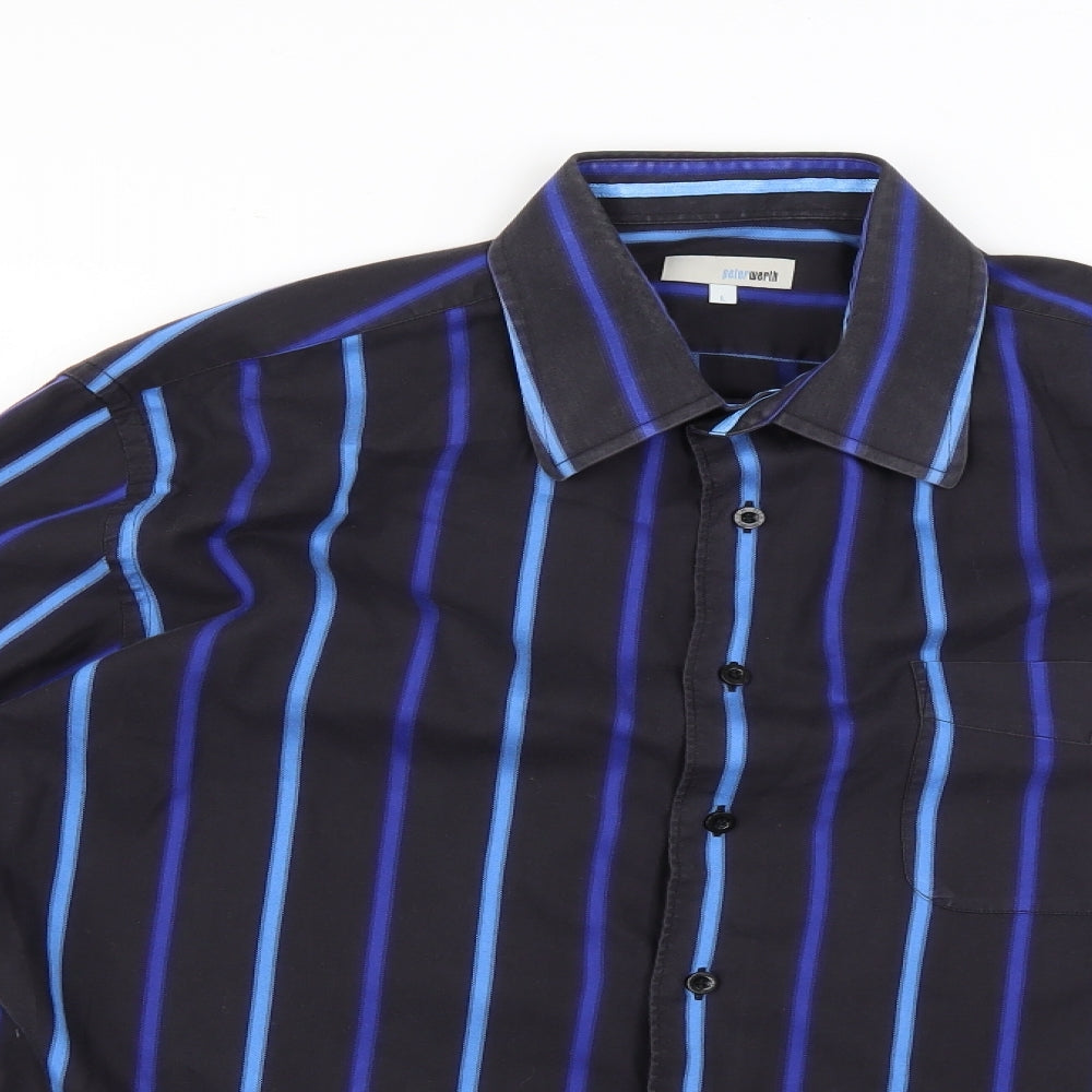 Peter Werth Mens Multicoloured Striped   Dress Shirt Size L