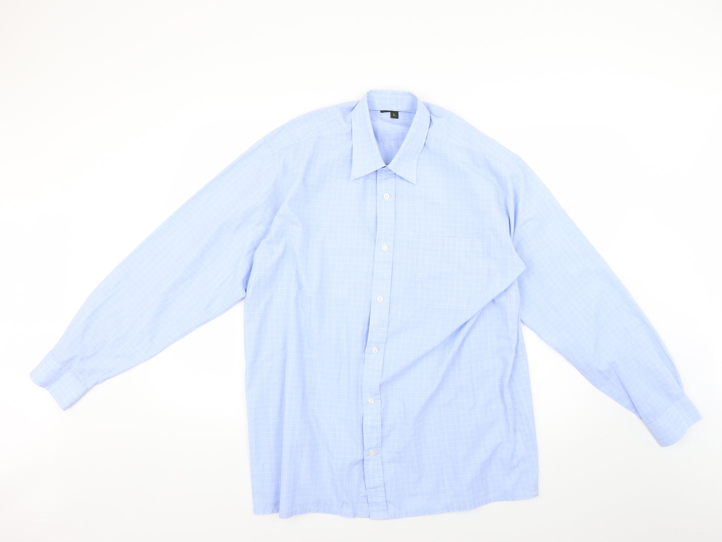 Champion Mens Blue Check   Dress Shirt Size L