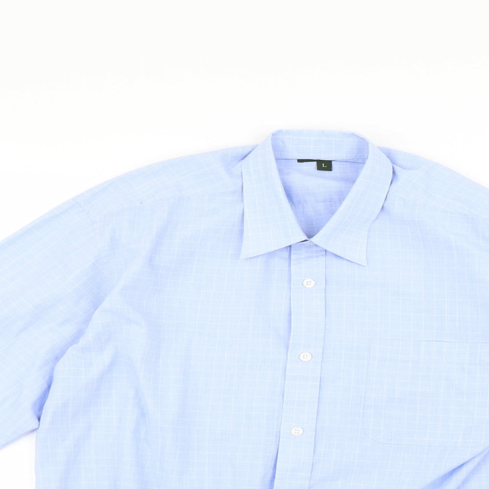 Champion Mens Blue Check   Dress Shirt Size L