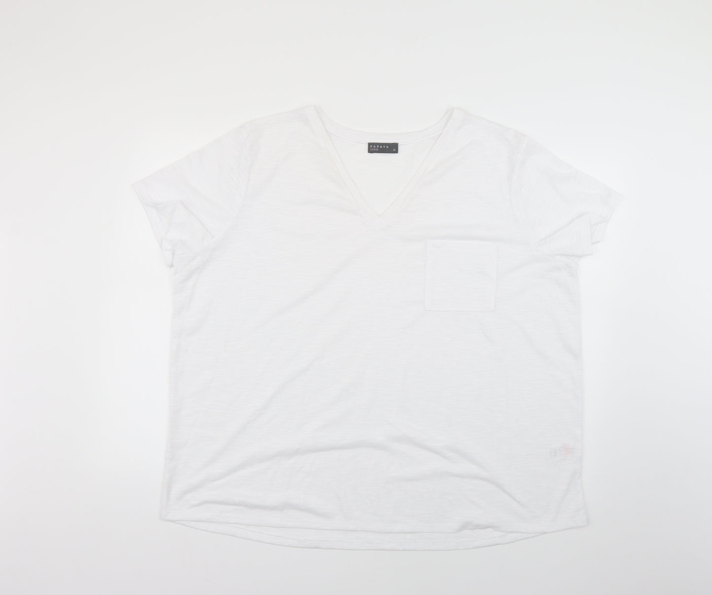 Papaya Womens White   Basic T-Shirt Size 22