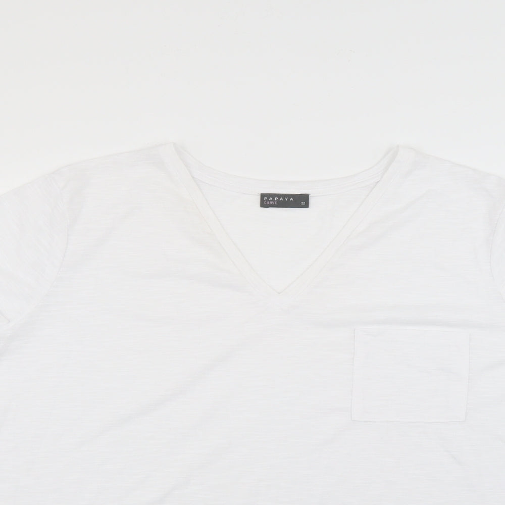 Papaya Womens White   Basic T-Shirt Size 22