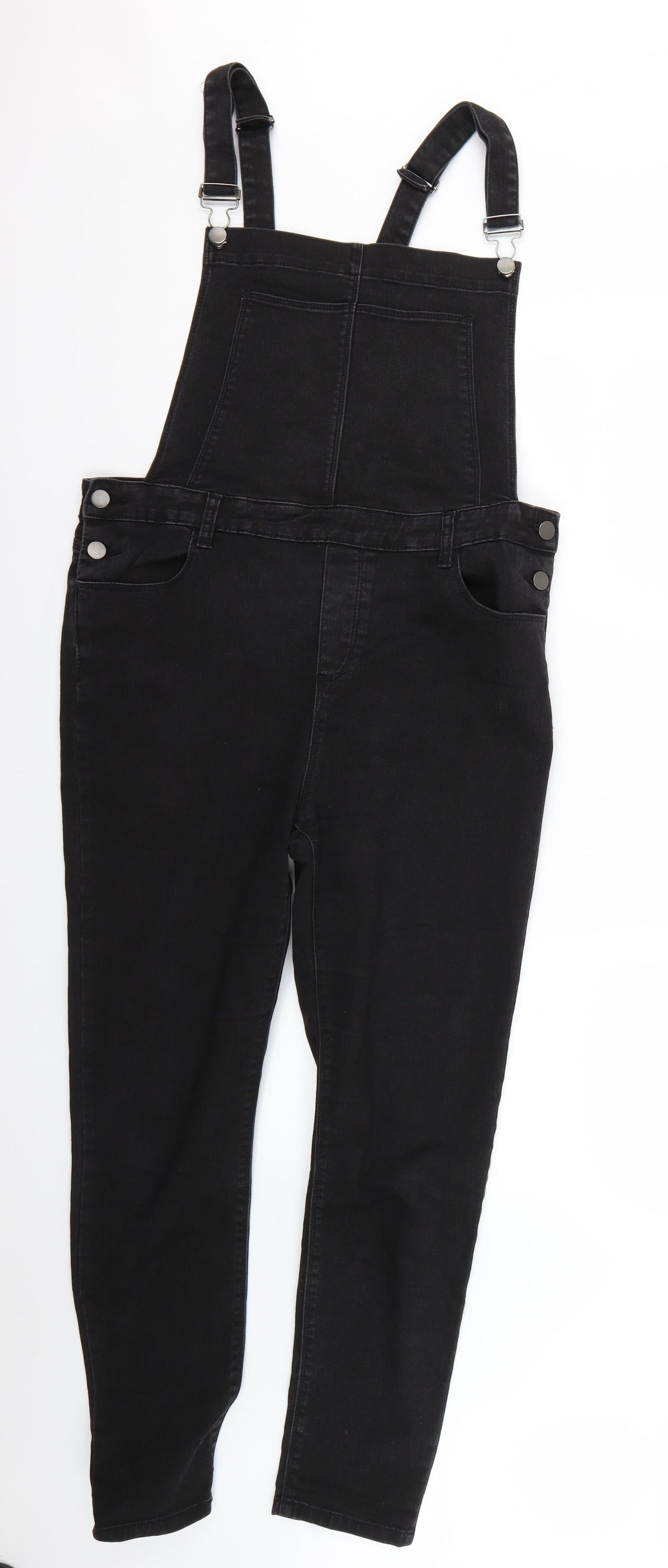 Denim & Co. Womens Black   Dungaree One-Piece Size 16