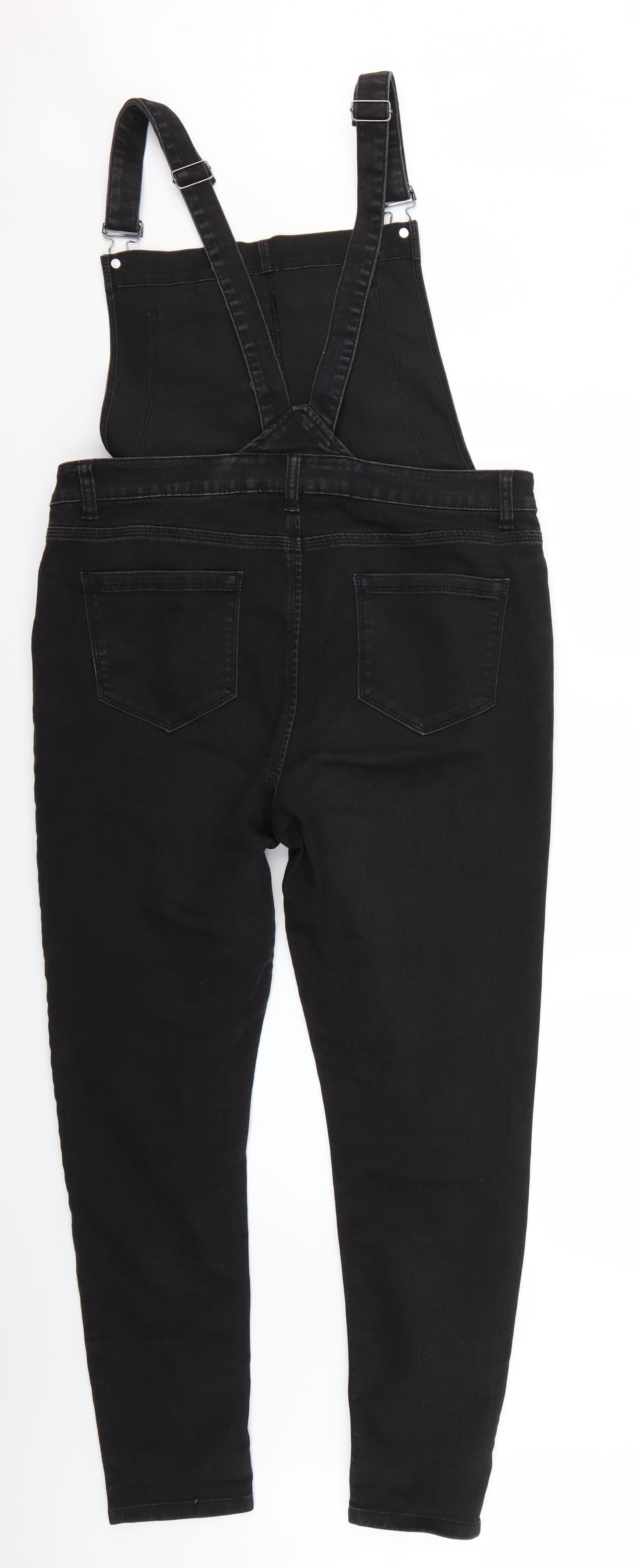 Denim & Co. Womens Black   Dungaree One-Piece Size 16