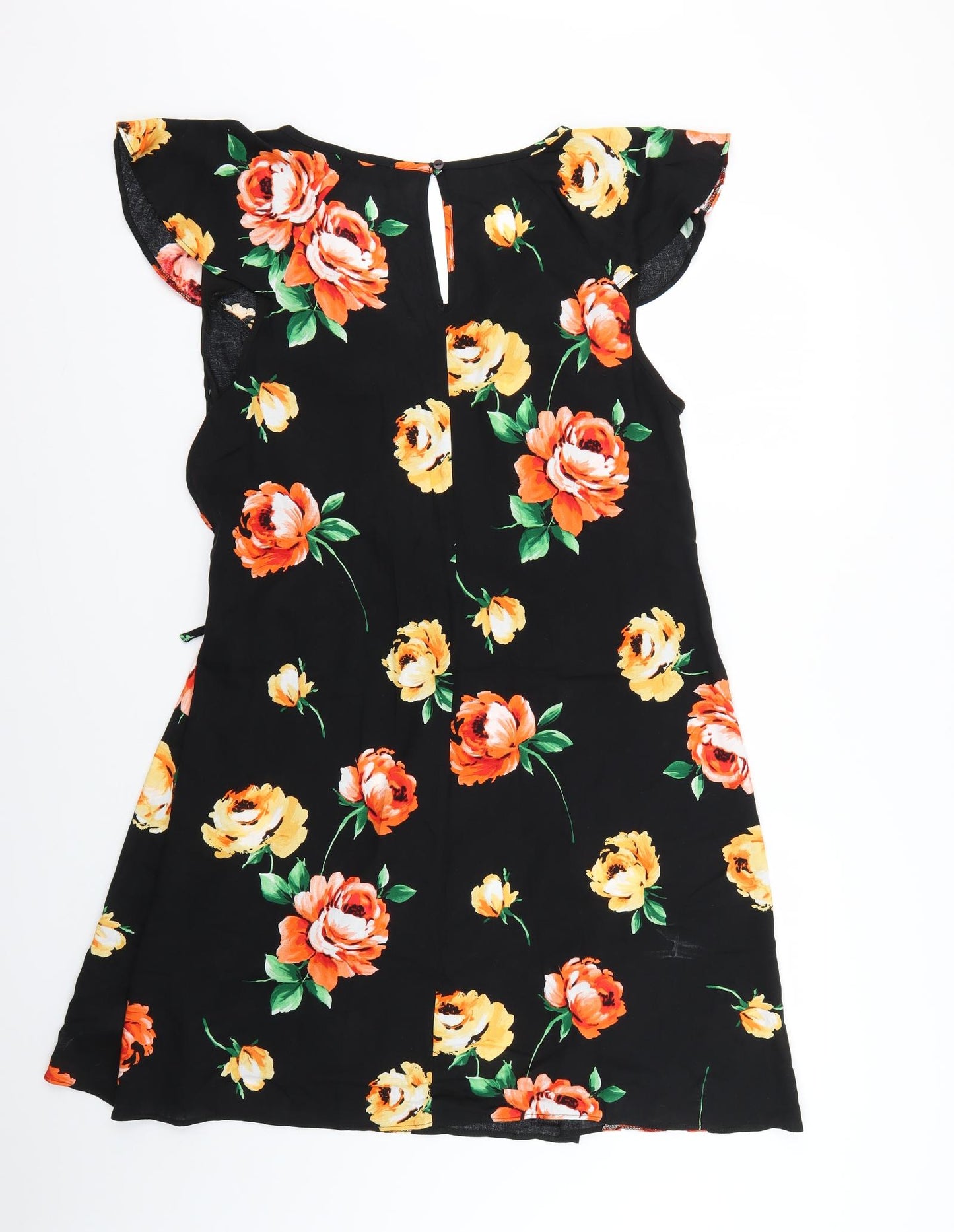 F&F Womens Black Floral  Fit & Flare  Size 14