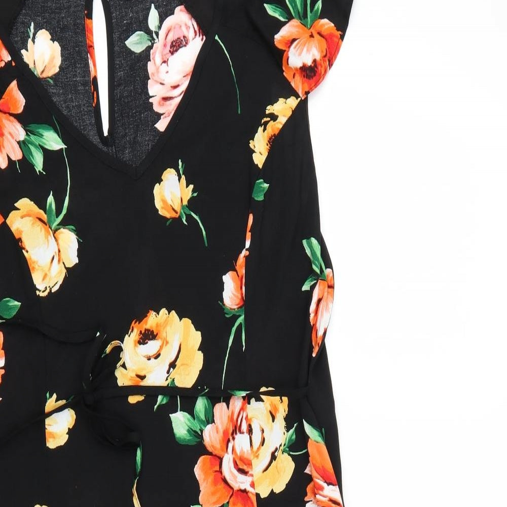 F&F Womens Black Floral  Fit & Flare  Size 14