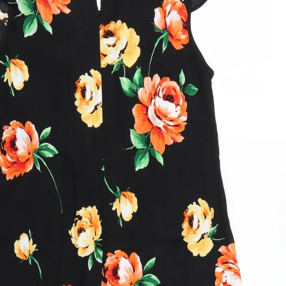 F&F Womens Black Floral  Fit & Flare  Size 14