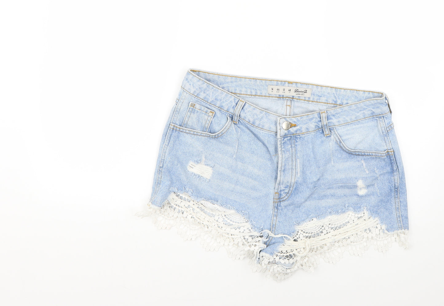 Denim & Co. Womens Blue   Cut-Off Shorts Size 14