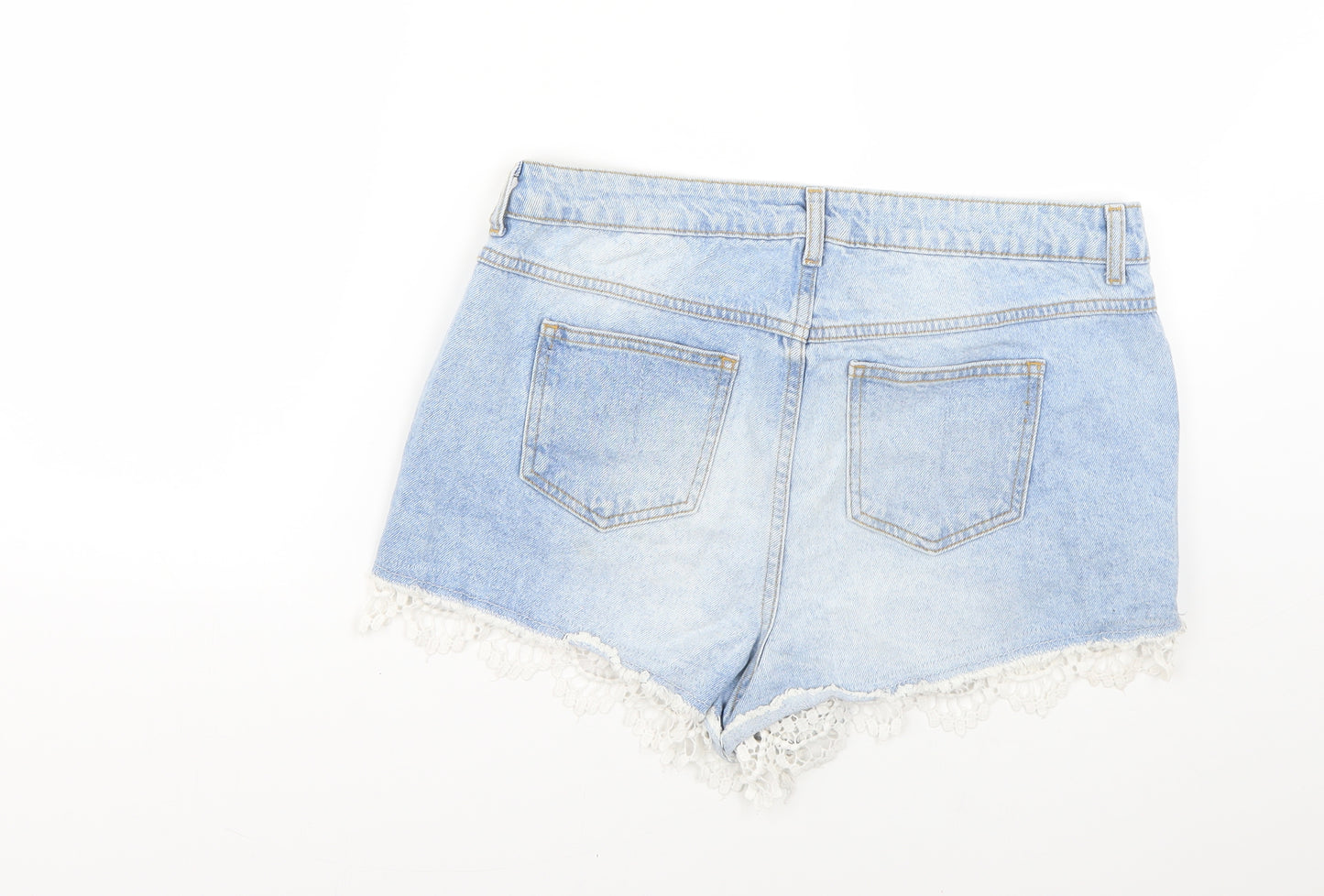 Denim & Co. Womens Blue   Cut-Off Shorts Size 14