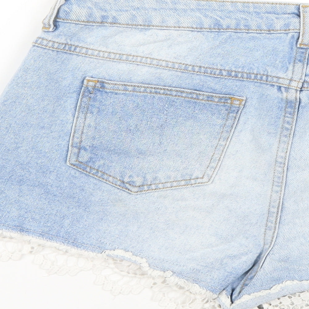 Denim & Co. Womens Blue   Cut-Off Shorts Size 14