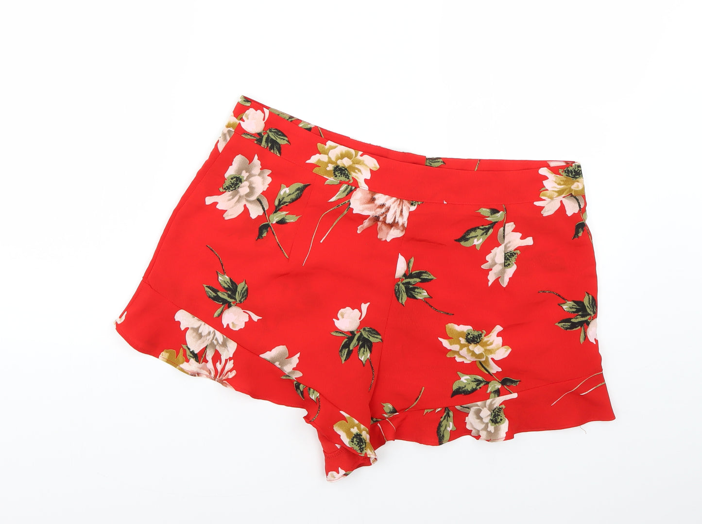 camo rose Womens Red Floral  Cut-Off Shorts Size 16