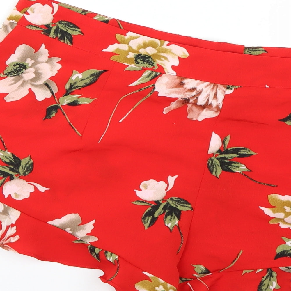 camo rose Womens Red Floral  Cut-Off Shorts Size 16