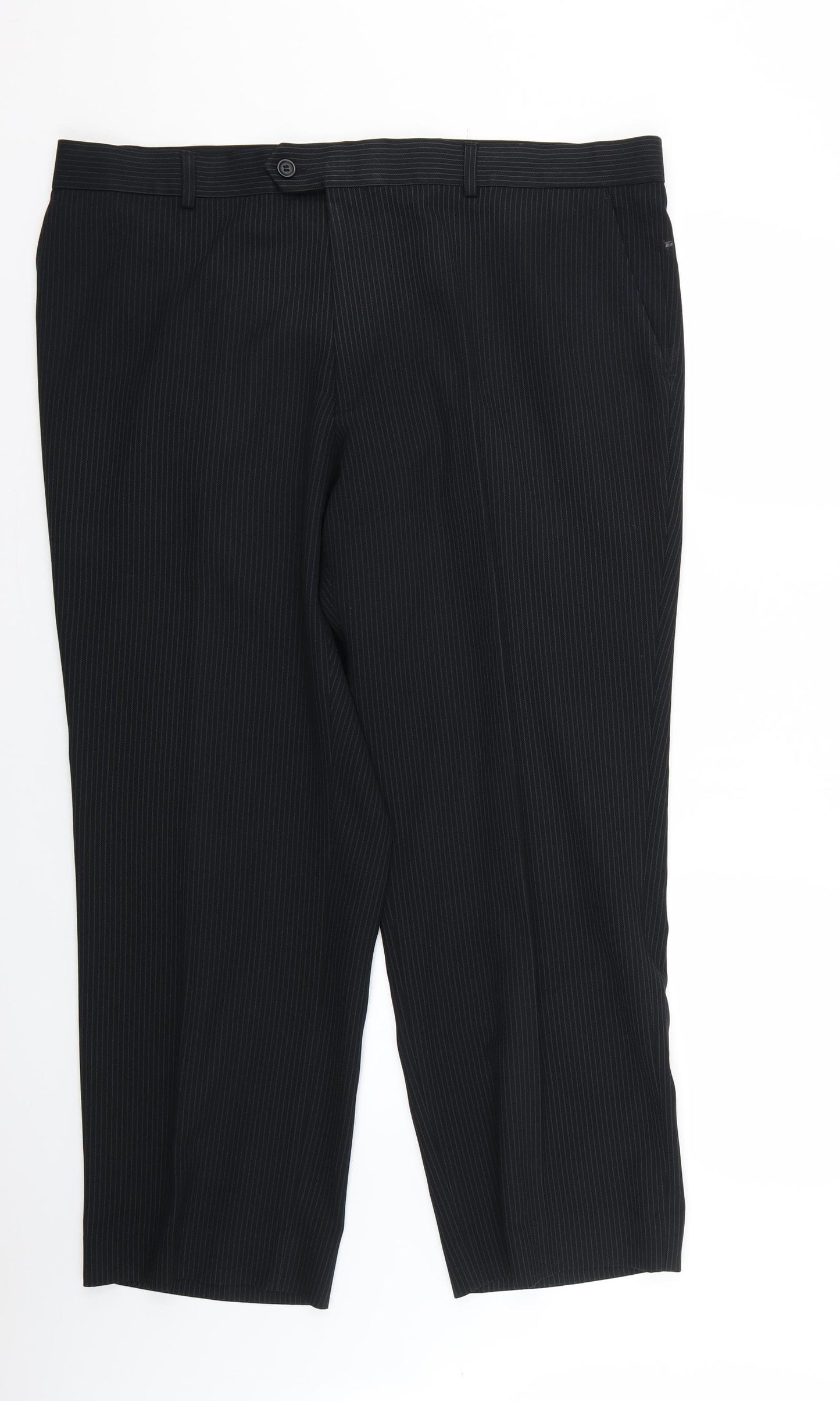 Marks and Spencer Mens Black Striped  Trousers  Size 42 L25 in