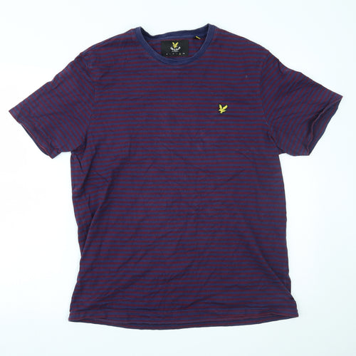 Lyle & Scott Mens Purple Striped   T-Shirt Size XL