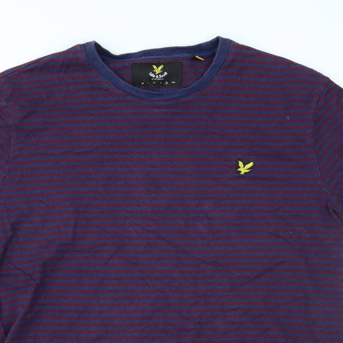 Lyle & Scott Mens Purple Striped   T-Shirt Size XL