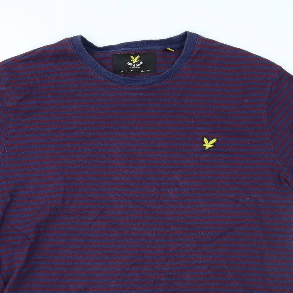 Lyle & Scott Mens Purple Striped   T-Shirt Size XL