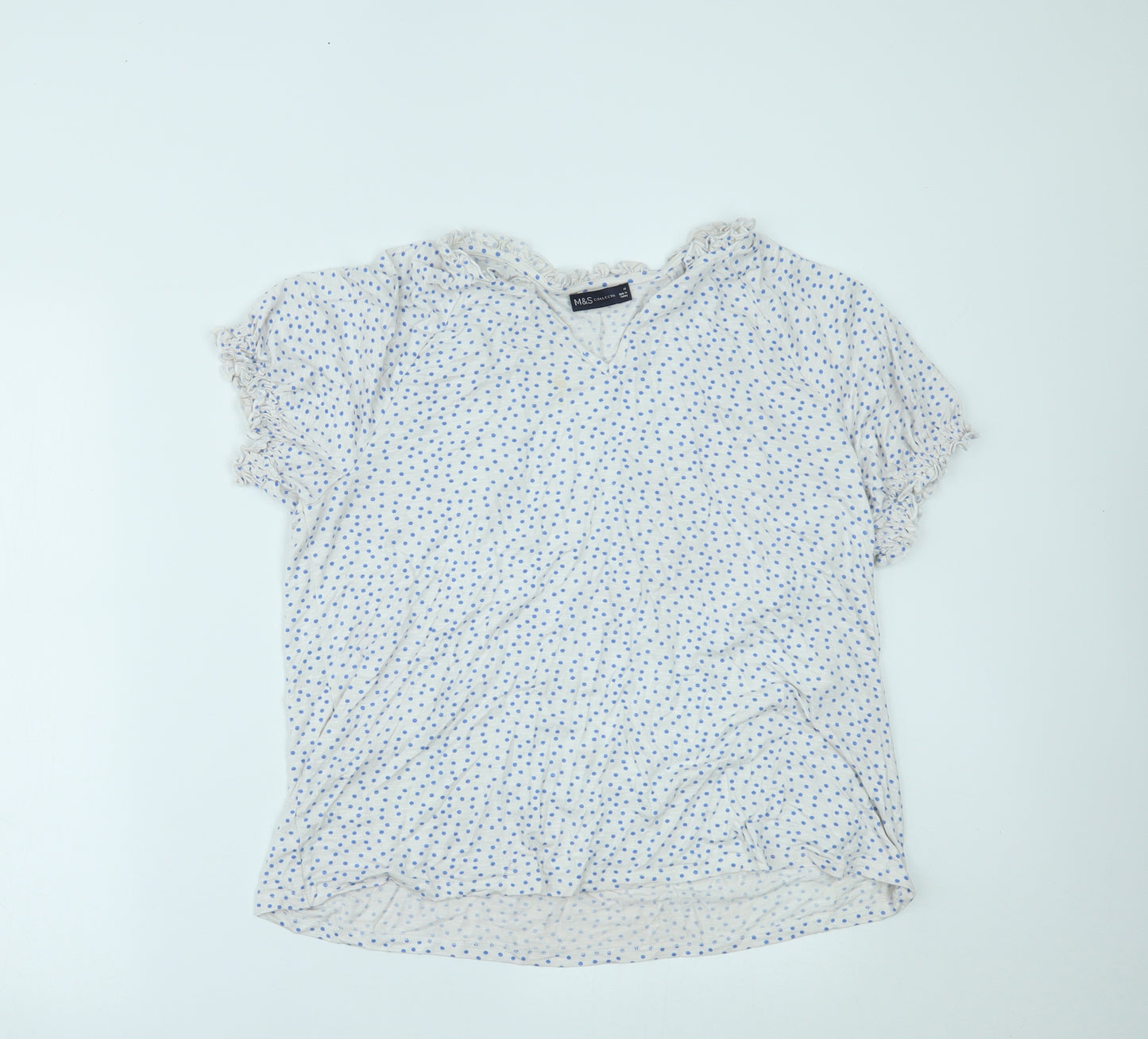 Marks and Spencer Womens White Polka Dot  Basic Blouse Size 16