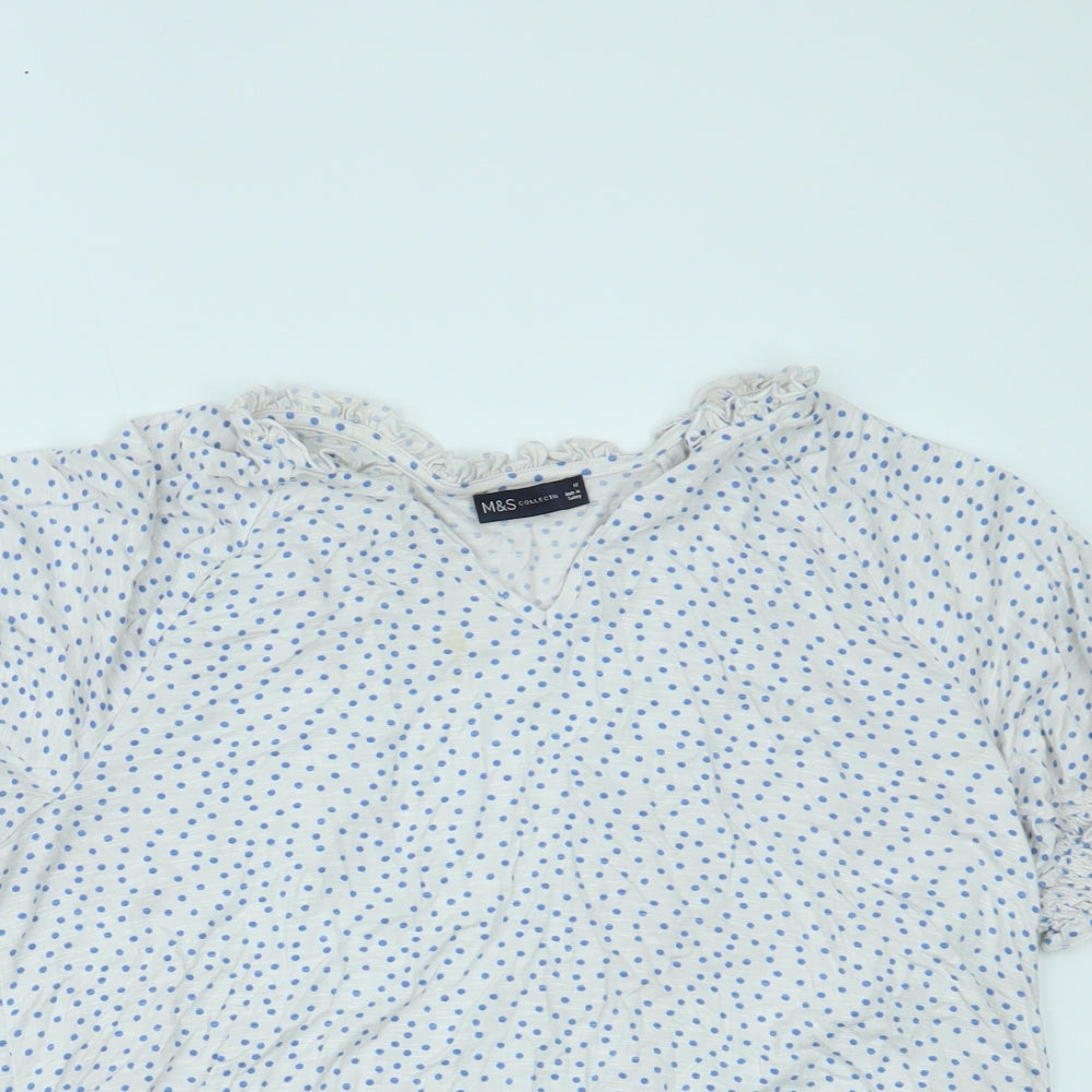 Marks and Spencer Womens White Polka Dot  Basic Blouse Size 16