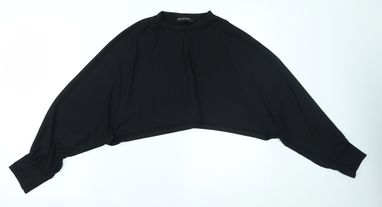 PRETTYLITTLETHING Womens Black   Cropped Blouse Size L