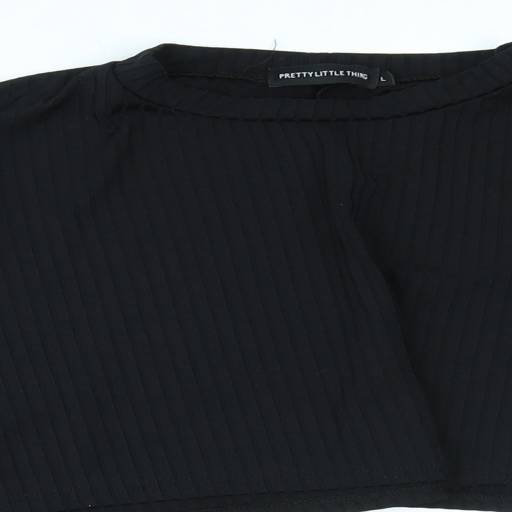 PRETTYLITTLETHING Womens Black   Cropped Blouse Size L