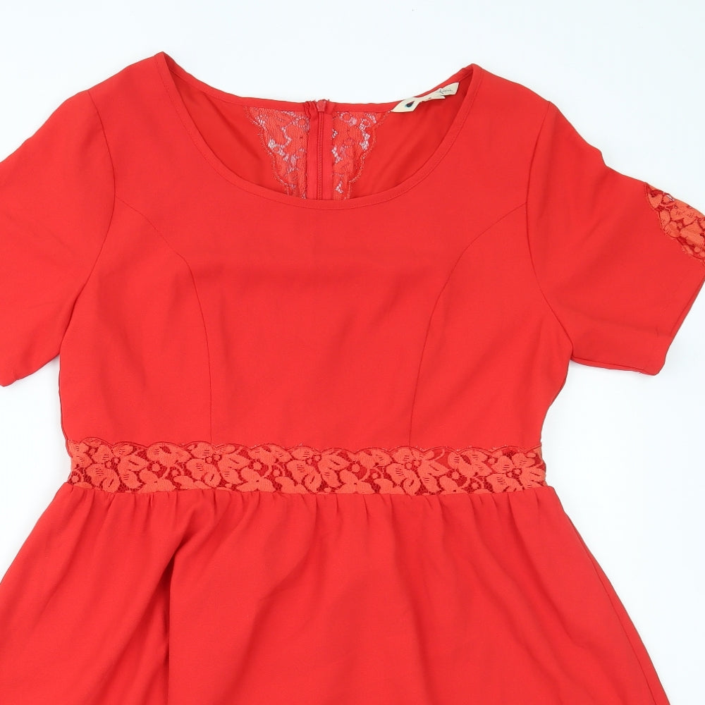 Yumi Womens Orange   Fit & Flare  Size 14