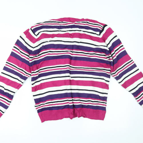EWM Womens Purple Striped  Pullover Jumper Size L