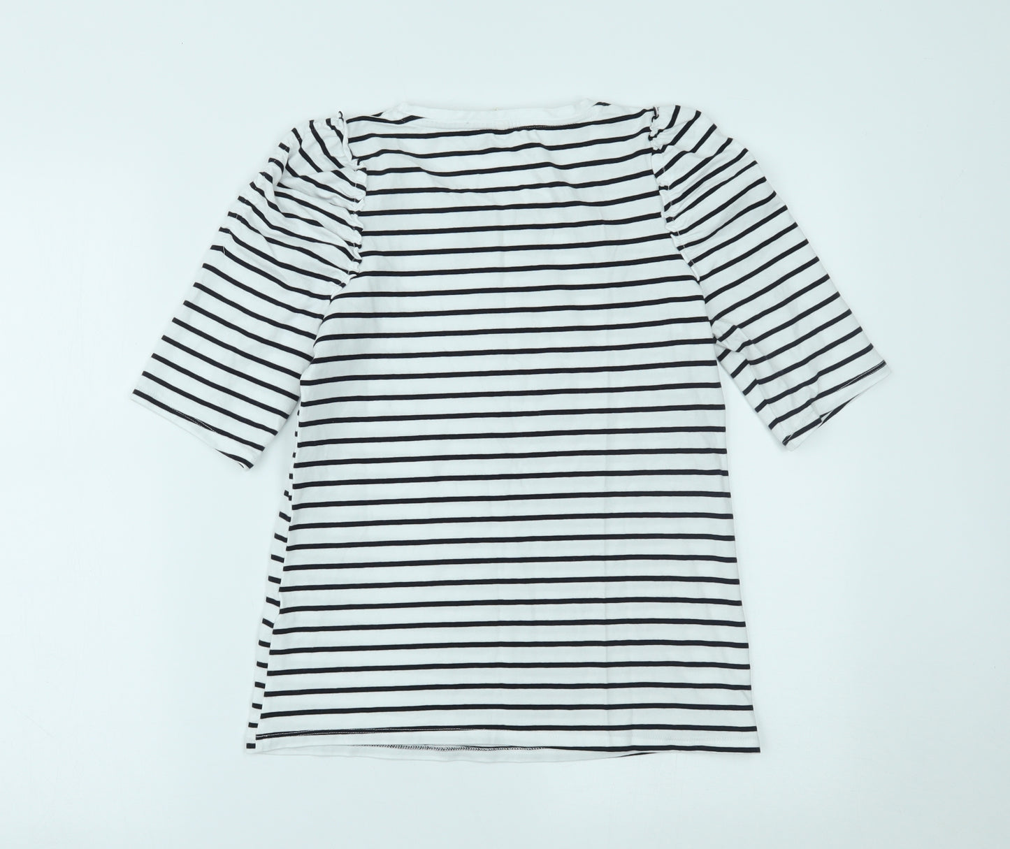 Basics Womens White Striped  Basic T-Shirt Size S