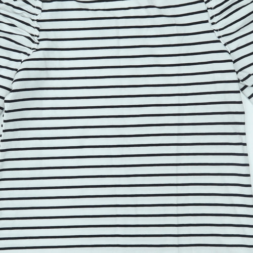 Basics Womens White Striped  Basic T-Shirt Size S