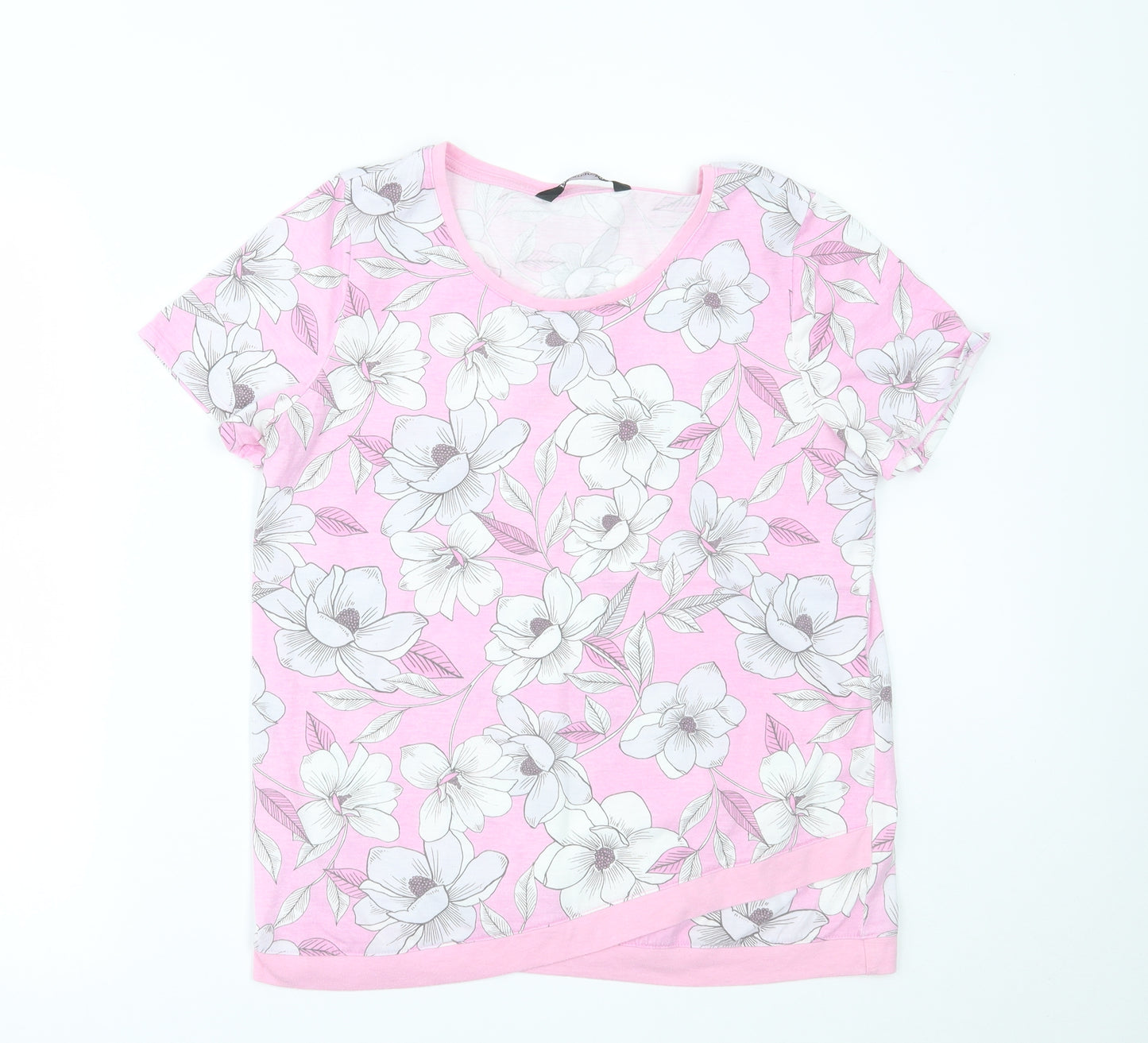 Bonmarché Womens Pink Floral  Basic T-Shirt Size 12