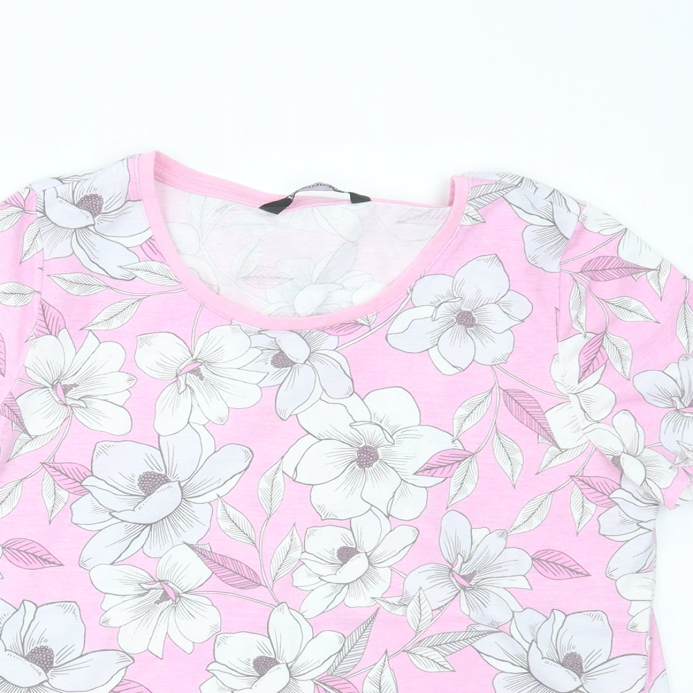 Bonmarché Womens Pink Floral  Basic T-Shirt Size 12