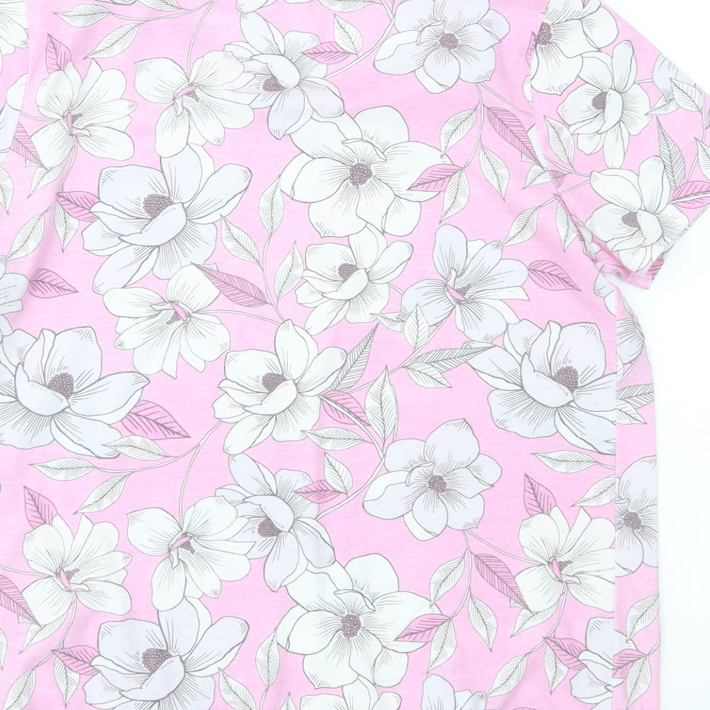 Bonmarché Womens Pink Floral  Basic T-Shirt Size 12