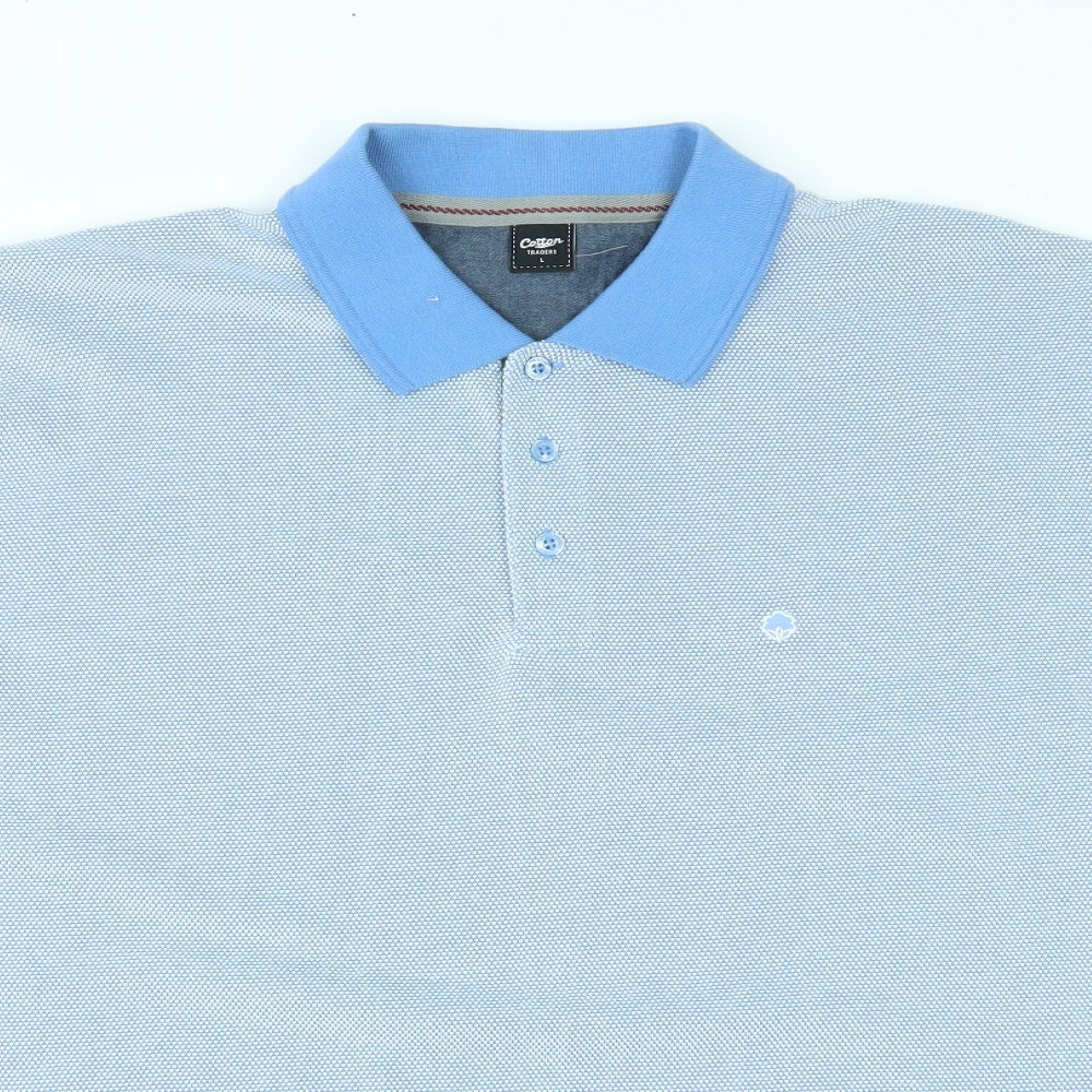 Cotton Traders Mens Blue    Polo Size L
