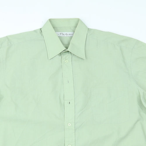 Berkertex Mens Green    Button-Up Size 16.5