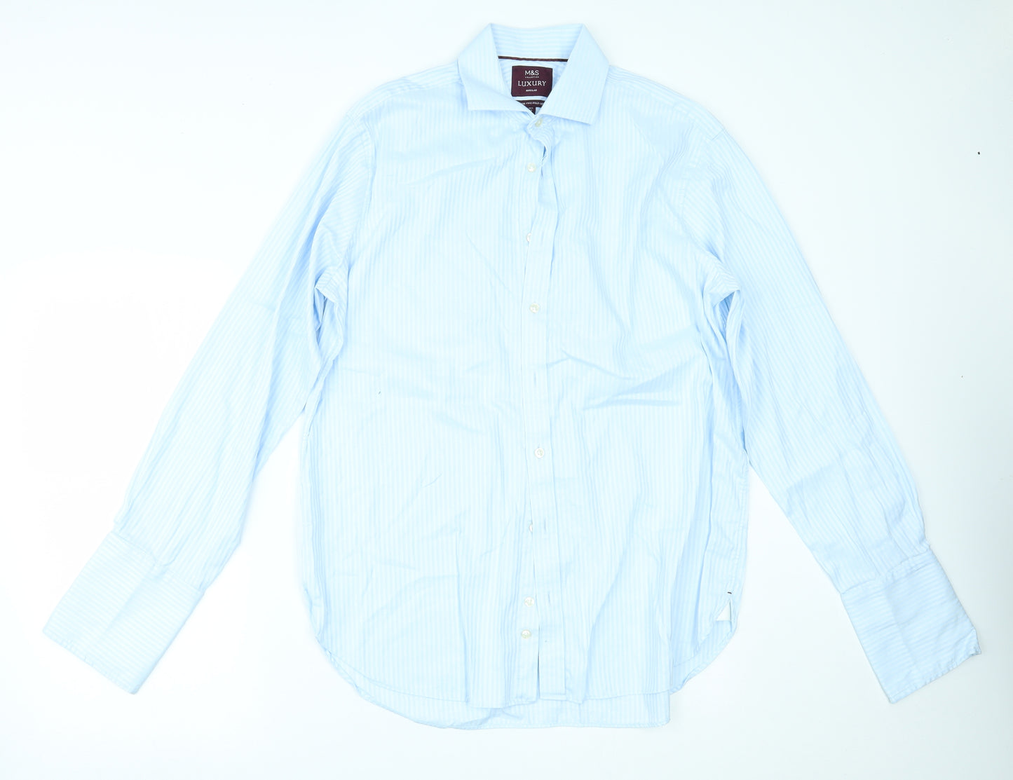 Marks and Spencer Mens Blue Striped   Dress Shirt Size 16.5