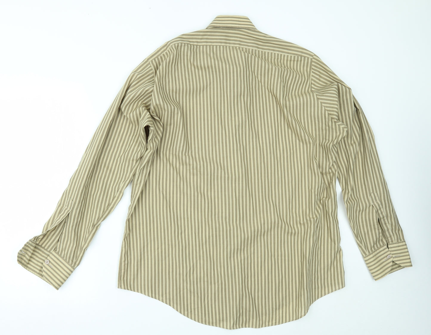 double 2 Mens Brown Striped   Button-Up Size 17